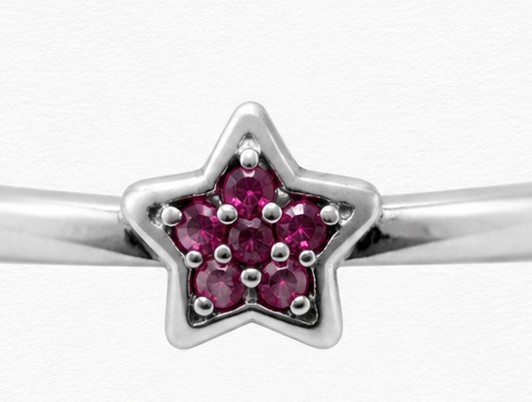 Silver Star Pink Stone Ring - AA70524