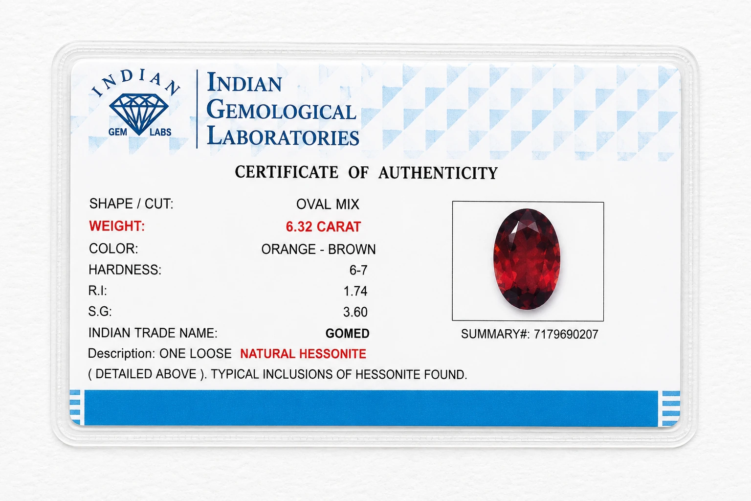 Hessonite Garnet(GOMED) - GO10103