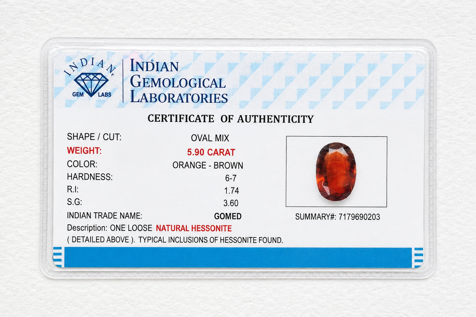 Hessonite Garnet (GOMED) - GO10104