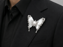 Sterling Silver Butterfly Brooch with Mother of Pearl, Freshwater Pearl & Cubic Zirconia