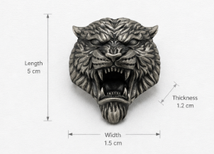 Sterling Silver Vintage Roaring Lion Head Brooch