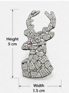 Sterling Silver Geometric Deer Brooch with Cubic Zirconia Stones
