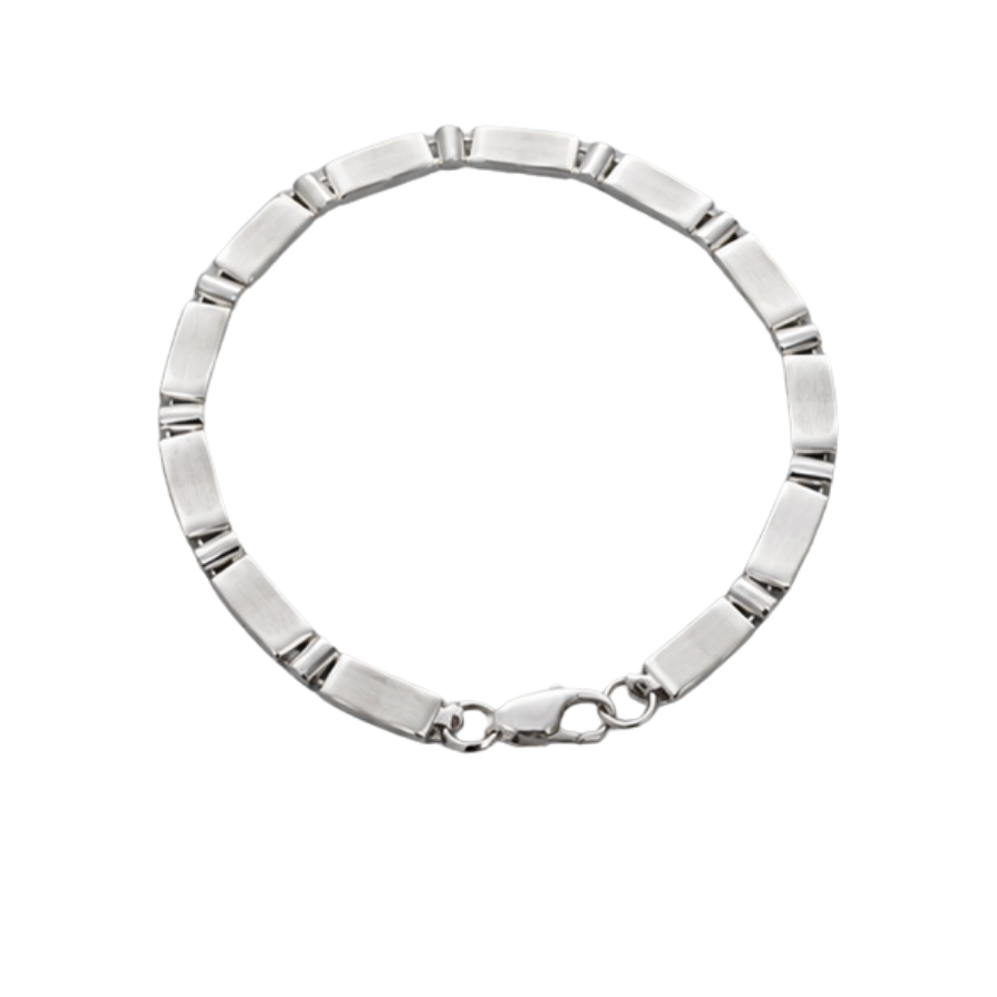 Silver Men’S Brushed Silver Bar Link Chain Bracelet - Minimalist Stainless Steel Wristband Seo Product Description (160 Words) - ABR62225