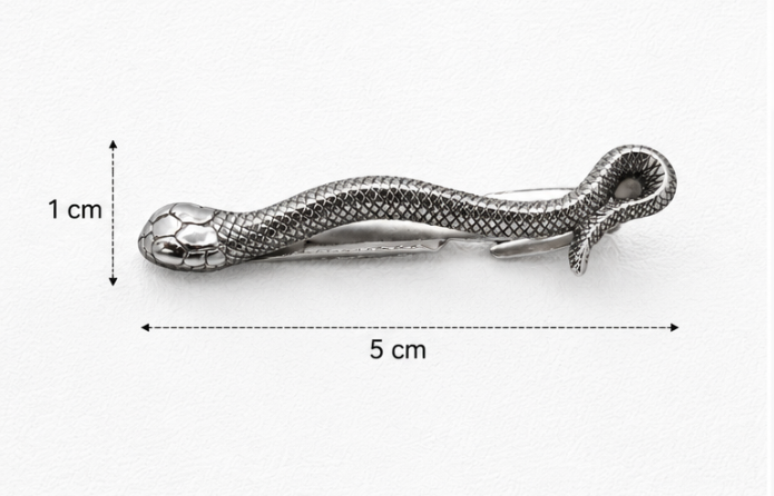 Silver Tie Pin Men’S 925 Sterling Silver Textured Snake Tie Clip - Antique Oxidized Serpent Tie Bar - SAC60168