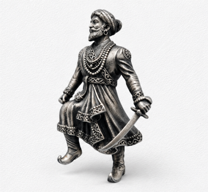 Silver Men’S 925 Sterling Silver Chhatrapati Shivaji Maharaj Warrior Lapel Pin - Antique Oxidized Brooch - SAC60158