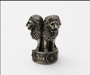 Silver Men’S 925 Sterling Silver Lion Capital Emblem Lapel Pin - Ashoka Stambha Brooch - SAC60159