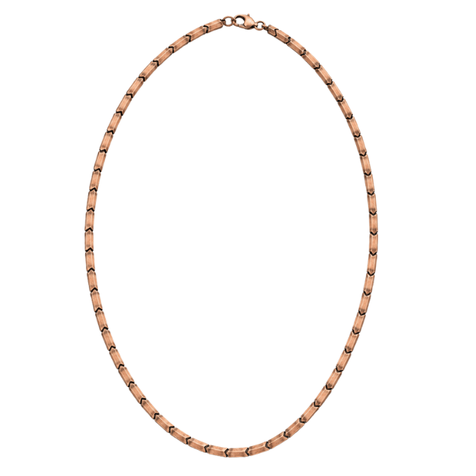 Silver Bracelet Men’S Antique Copper Chevron Link Chain Necklace - Brushed Geometric Stainless Steel Statement Chain - ABR62234