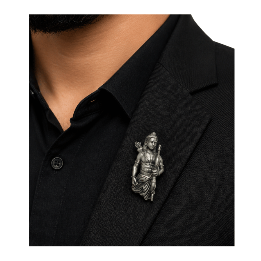 Silver Men’S 925 Sterling Silver Lord Ram Bow & Arrow Lapel Pin - Antique Oxidized Spiritual Brooch - SAC60176
