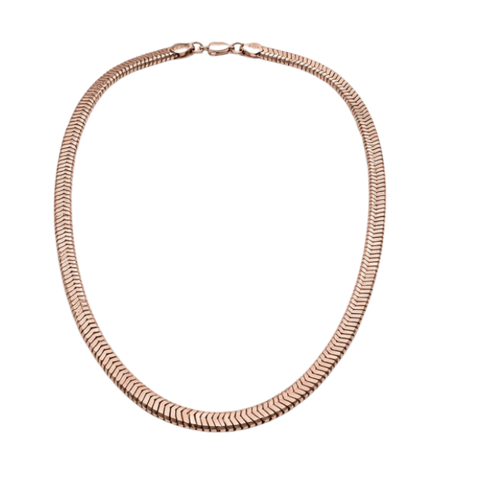 Silver Men’S Rose Gold Plated Sterling Silver Herringbone Chevron Chain Necklace - ACC71988